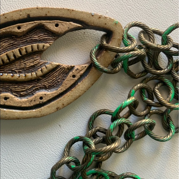 Necklace leaf pottery pendant - Picture 9 of 10